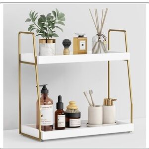 Gold and White Two-Tier Bathroom/Counter organizer